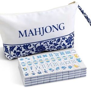 Chinoiserie Mahjong Engraved Tile Set with Carrying Bag